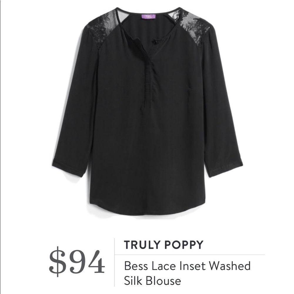 100% Silk Lace Detail Blouse Stitch Fix